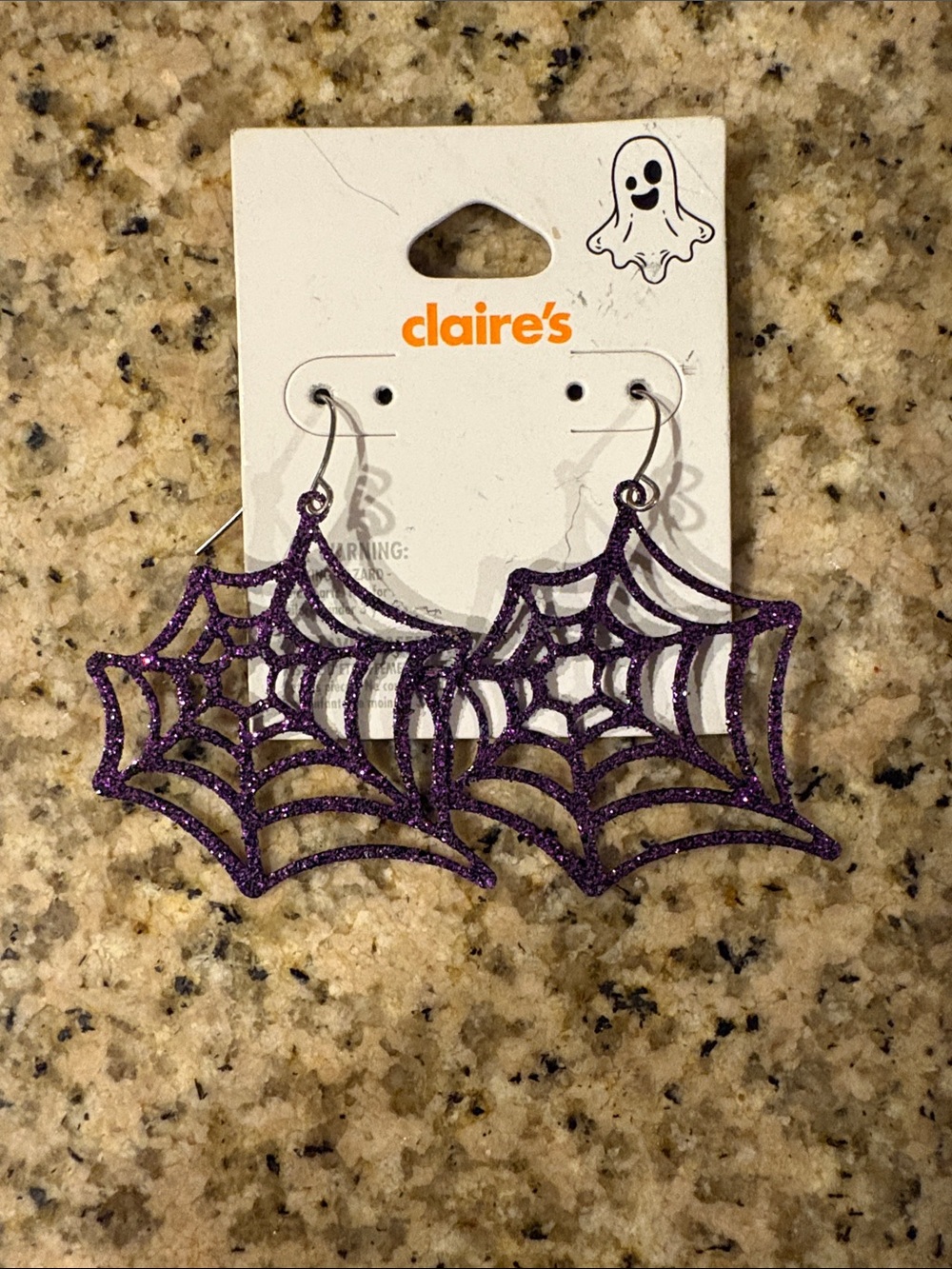 Claire's Purple Glitter Spider Web Dangle Earrings